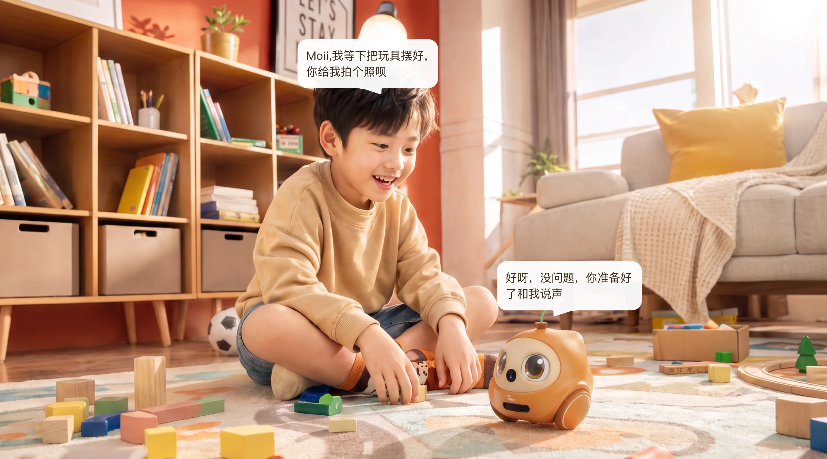 孩子和 Moii 对话
